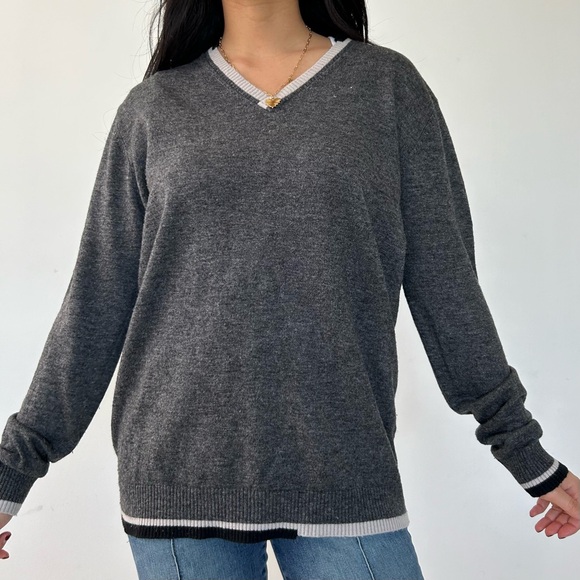 Vintage 1980s Balmain Paris Grey Wool Knit Jumper - Medium - Picture 2 of 4